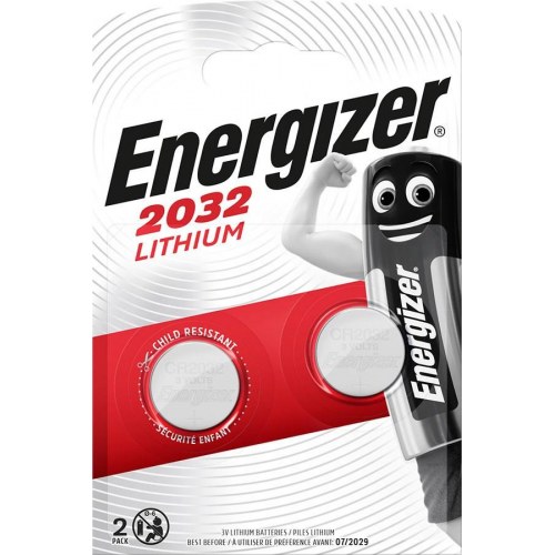 Knappcelle batterier CR2032 3V – Energizer, 2 stk.