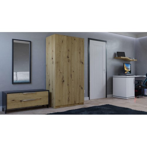 Garderobeskab Topeshop SD-90 – Eg Artisan, 2 døre