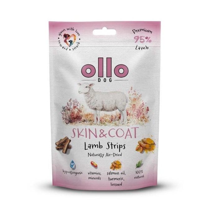 Hundegodbidder – OLLO Air-Dried Skin & Coat Lammestrips 80 g