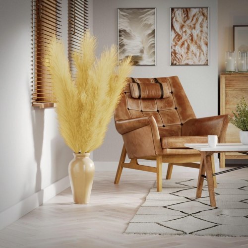 Kunstig pampasgræs Pamply – sennepsgul – Amelia Home