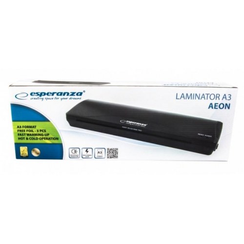 Lamineringsmaskine A4 – Esperanza EFL003, kold/varm, 250 mm/min, sort