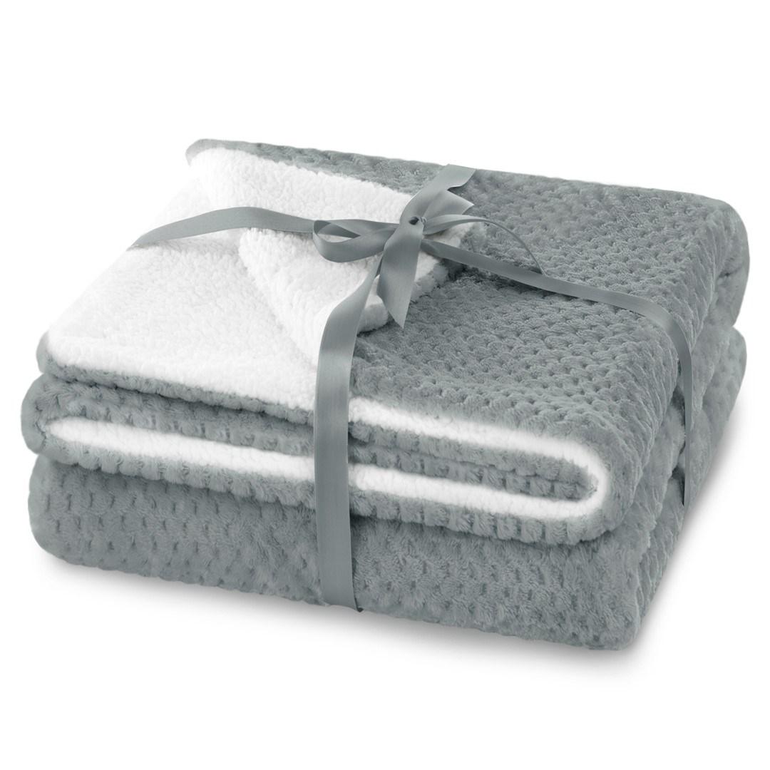 Plaid tæppe AmeliaHome SHLEEPY - grå, jacquard, 220×240 cm