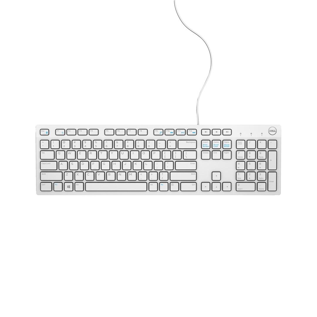 Tastatur med kabel DELL KB216 USB QWERTY US International – hvid