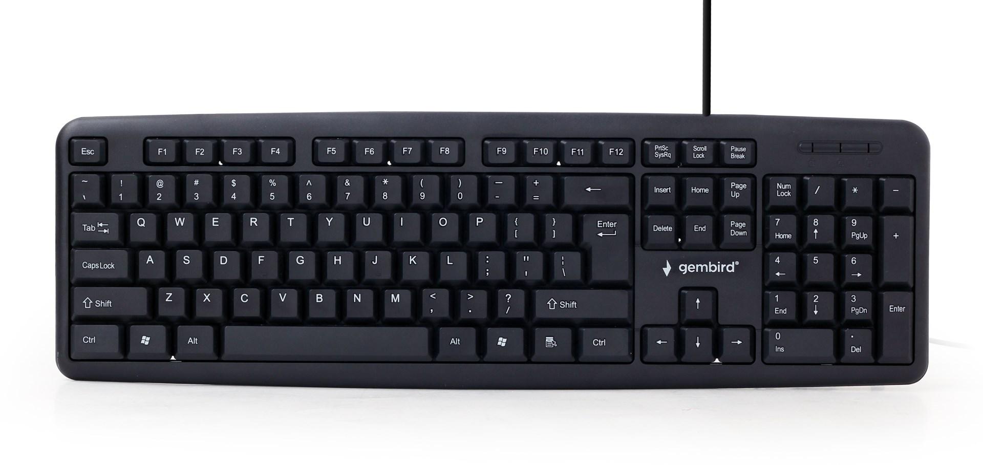 Tastatur USB fuld størrelse - Gembird KB-U-103, US English, sort billede
