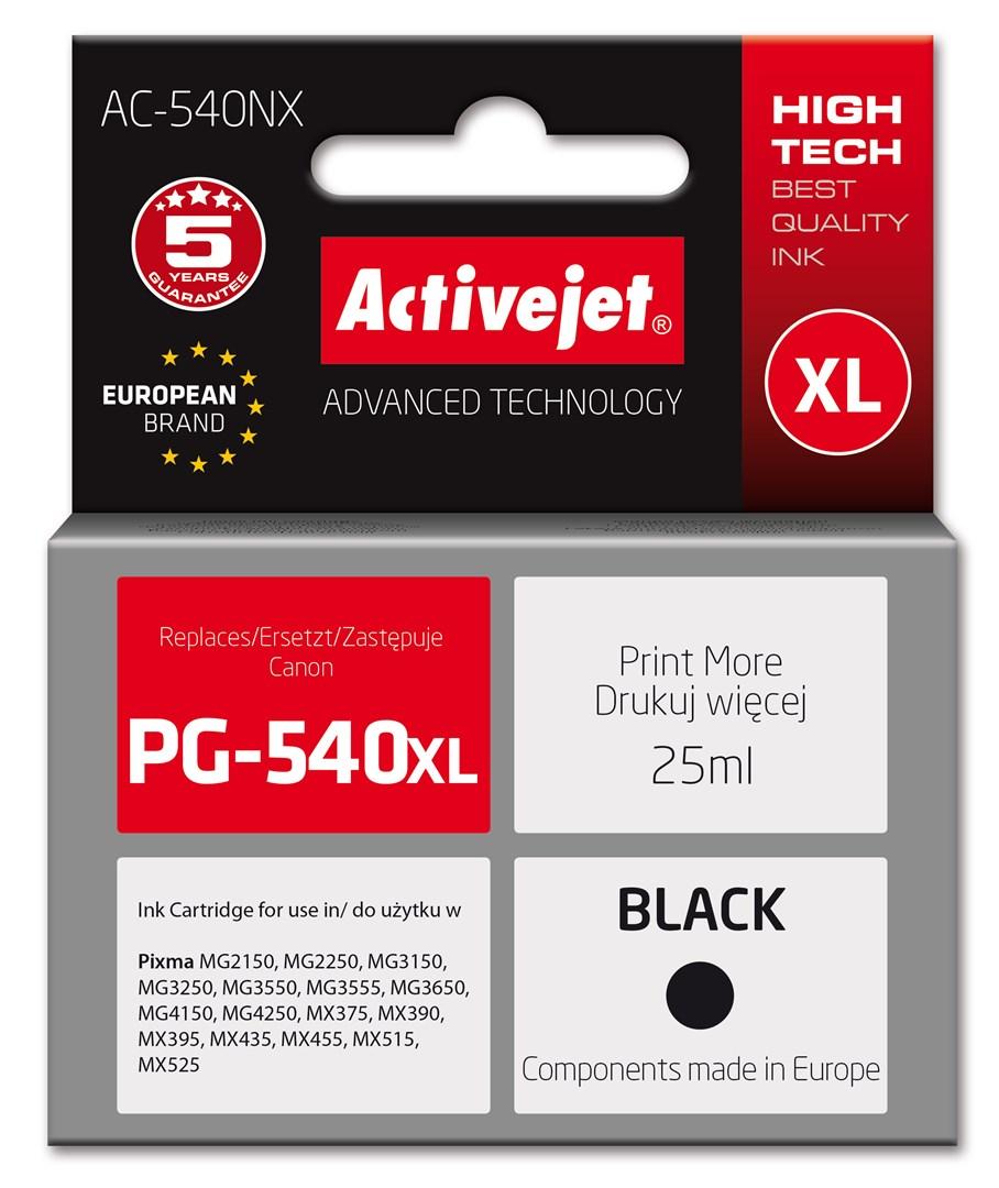 Blækpatron til Canon – Activejet AC-540NX (PG-540XL kompatibel), 25 ml, sort