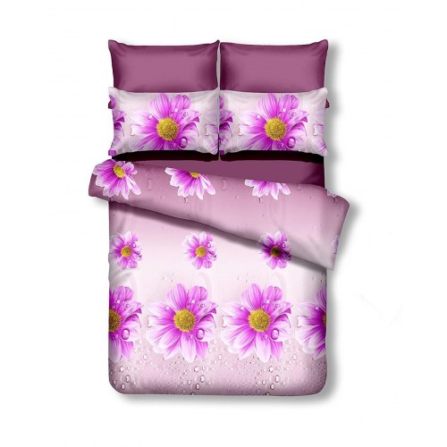 Sengetøj sæt 200x200 cm lilla med blomstermotiv – DecoKing Emerald