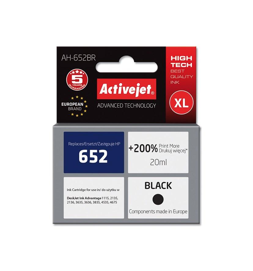 Blækpatron HP 652 kompatibel – Activejet Premium XL, sort, 20 ml billede