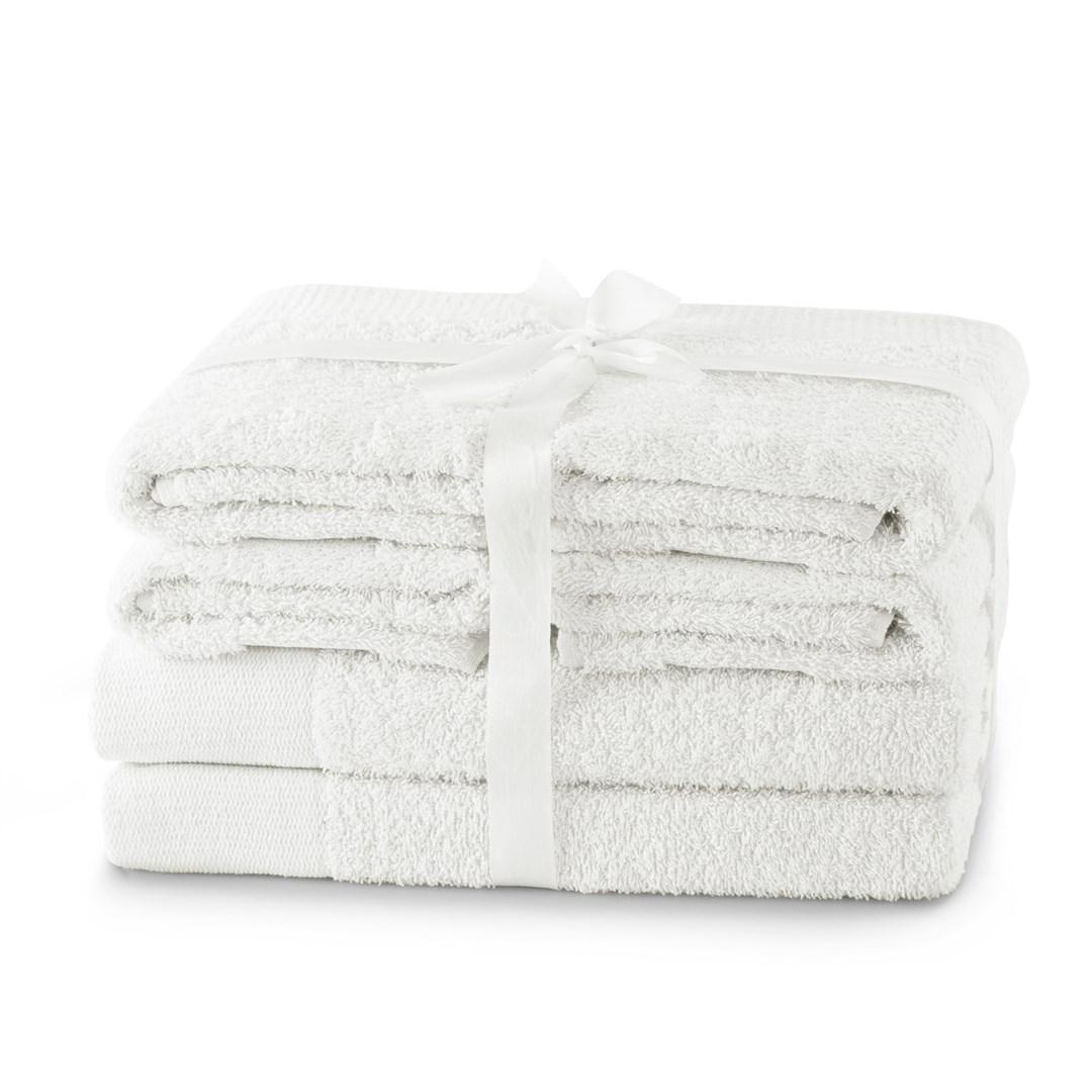 Håndklædesæt 6 dele - AmeliaHome Amari, hvid (2×70×140 + 4×50×100)