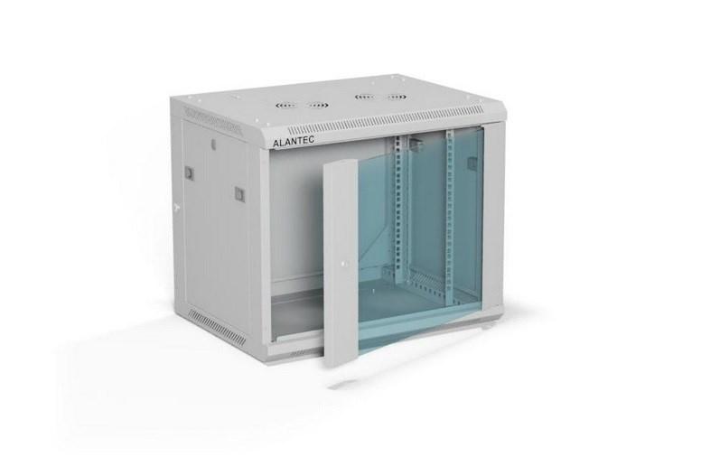 19" vægmonteret rackskab A-LAN 9U 600×450, grå (flatpack)