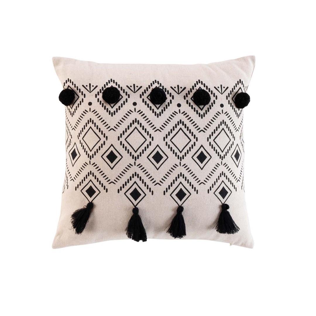 Pyntepude 40x40 – Douceur d’Intérieur Nalika, creme/sort