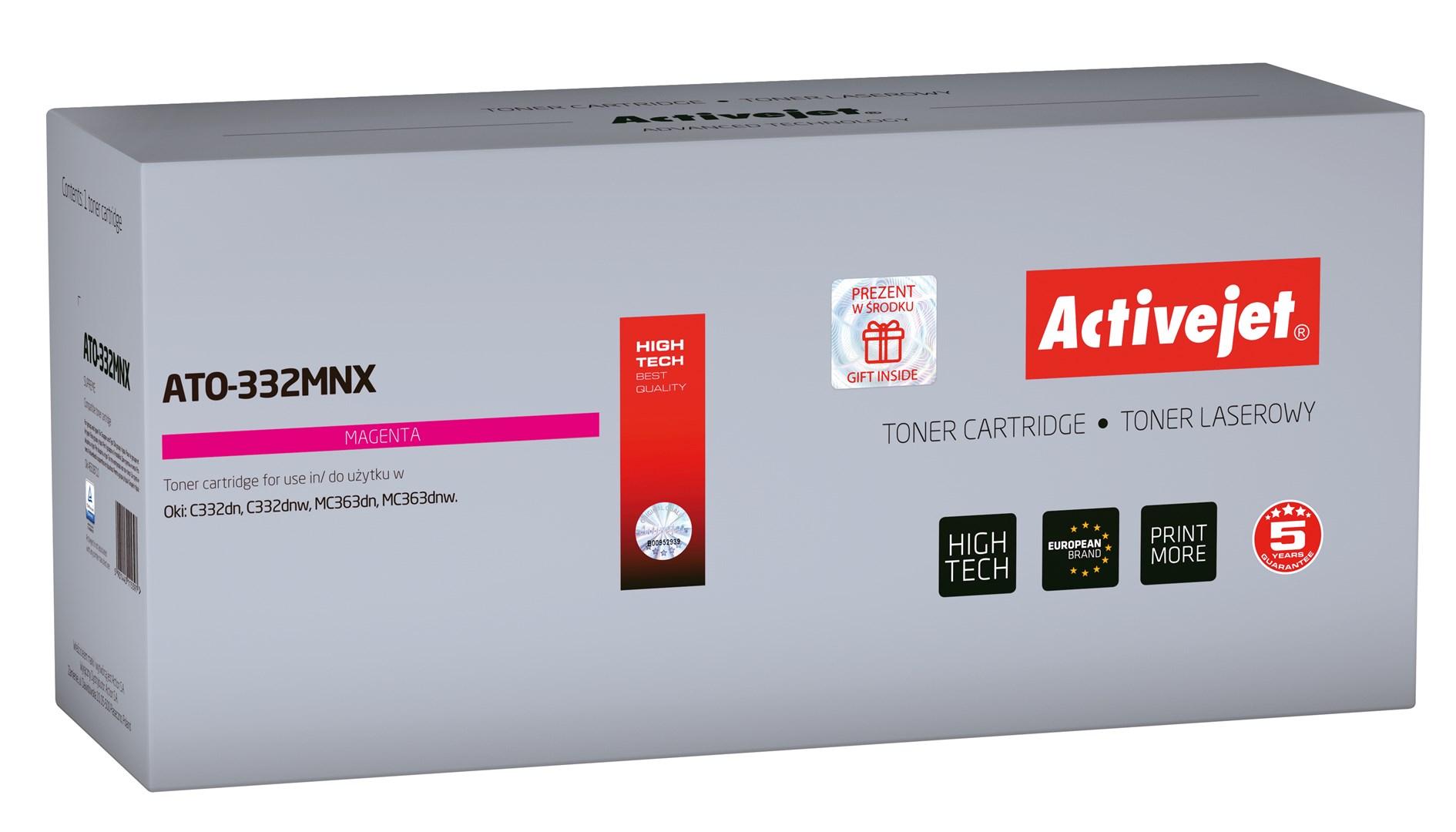 Tonerpatron Activejet ATO-332MNX – magenta, høj kapacitet (erstatning for OKI 46508710)