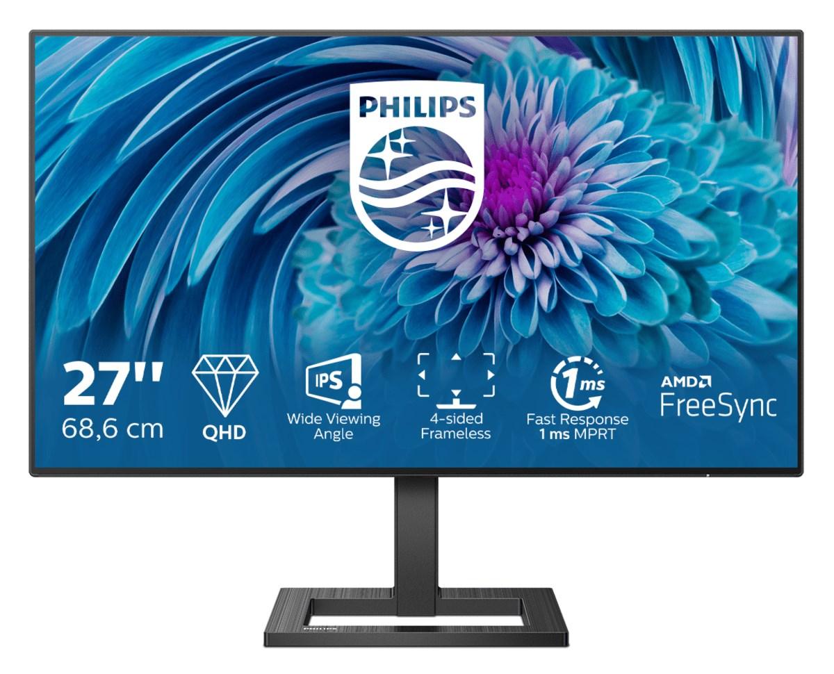 Skærm 27" Philips E Line 275E2FAE – QHD IPS, 75 Hz, 1 ms, sort