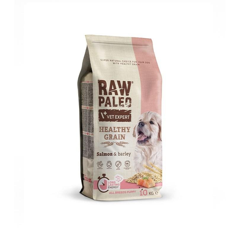Hundefoder tørfoder til hvalp - VetExpert Raw Paleo Healthy Grain, laks & byg, 10 kg