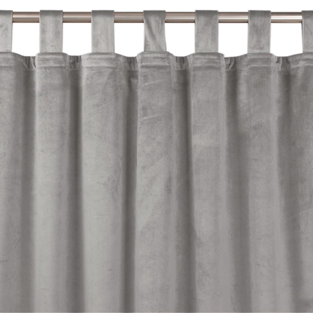 Mørklægningsgardin fløjl grå 200x270 HOMEDE VILA med stropper