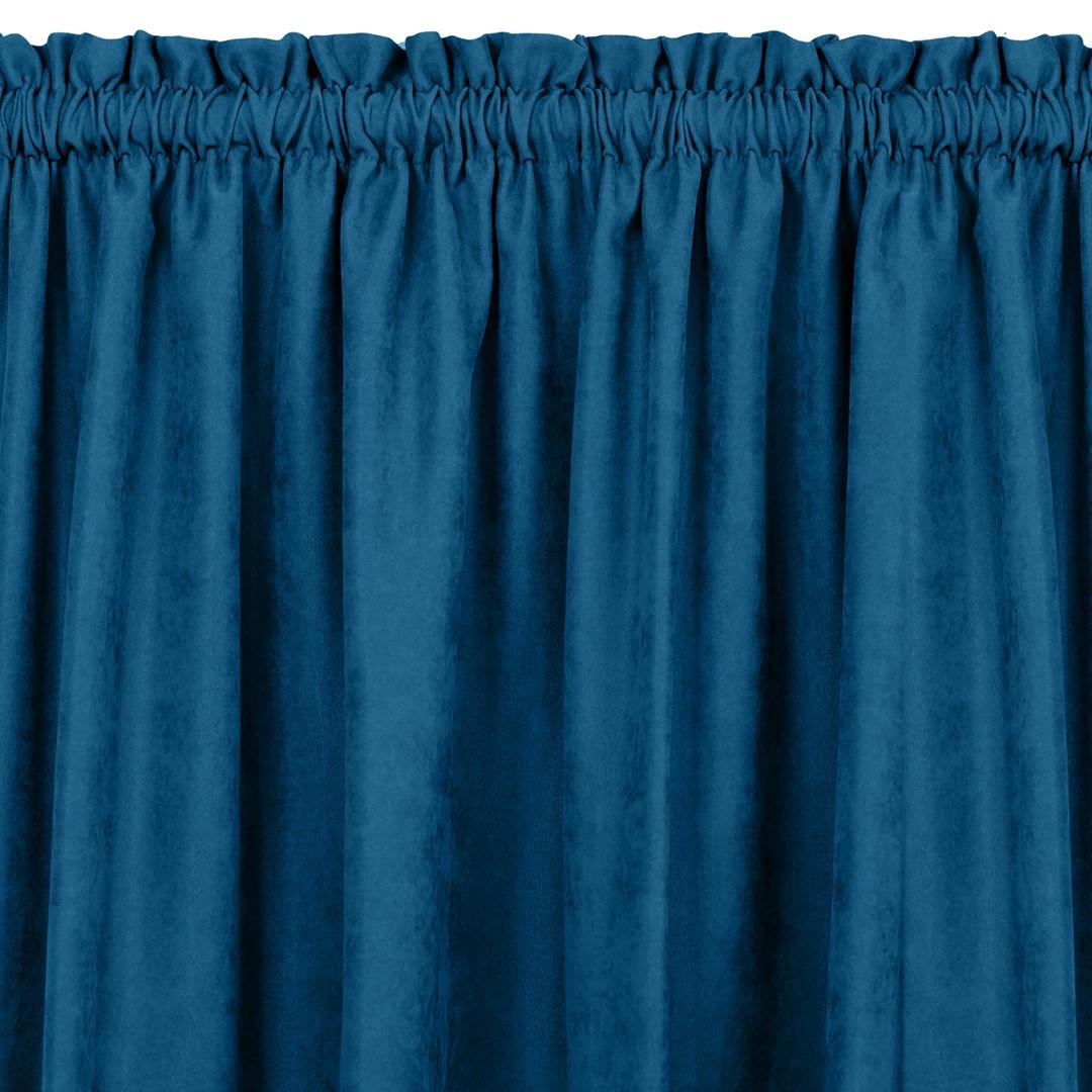 Mørklægningsgardin chenille 420×175 cm - indigo - HOMEDE MILANA, klassisk tunnel 5 cm med 3 cm pandehår