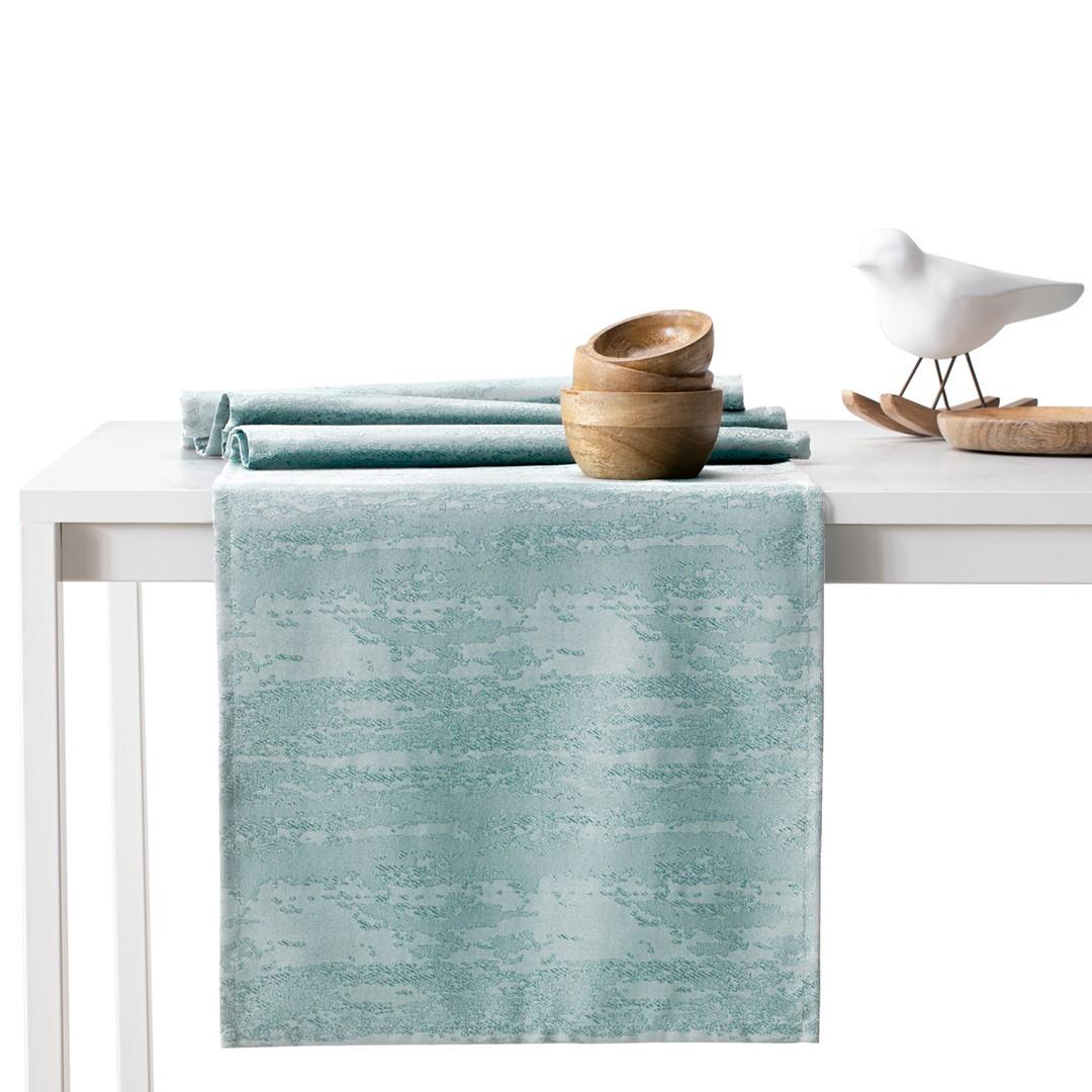 Dug sæt AmeliaHome Vesta - mintgrøn, præget, 115×180 cm + bordløber 35×180 cm