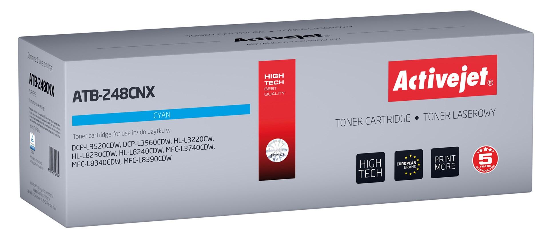 Toner til Brother - Activejet ATB-248CNX, cyan, erstatter Brother TN248XLC, 2.300 sider