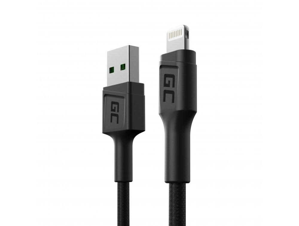 USB til Lightning kabel 0,3 m - Green Cell (sort)