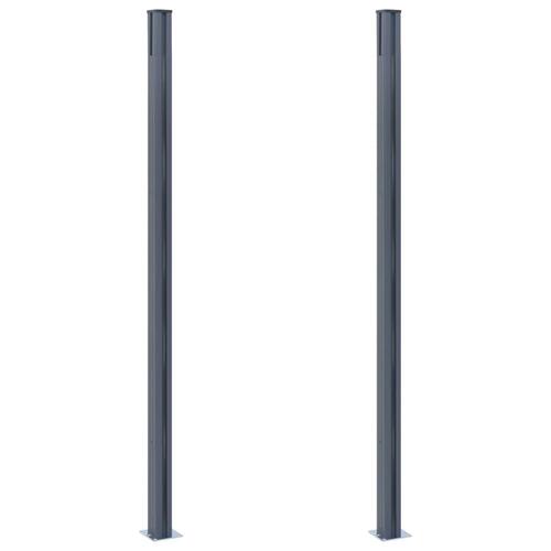 Hegnspæle 2 stk. 185 cm aluminium mørkegrå