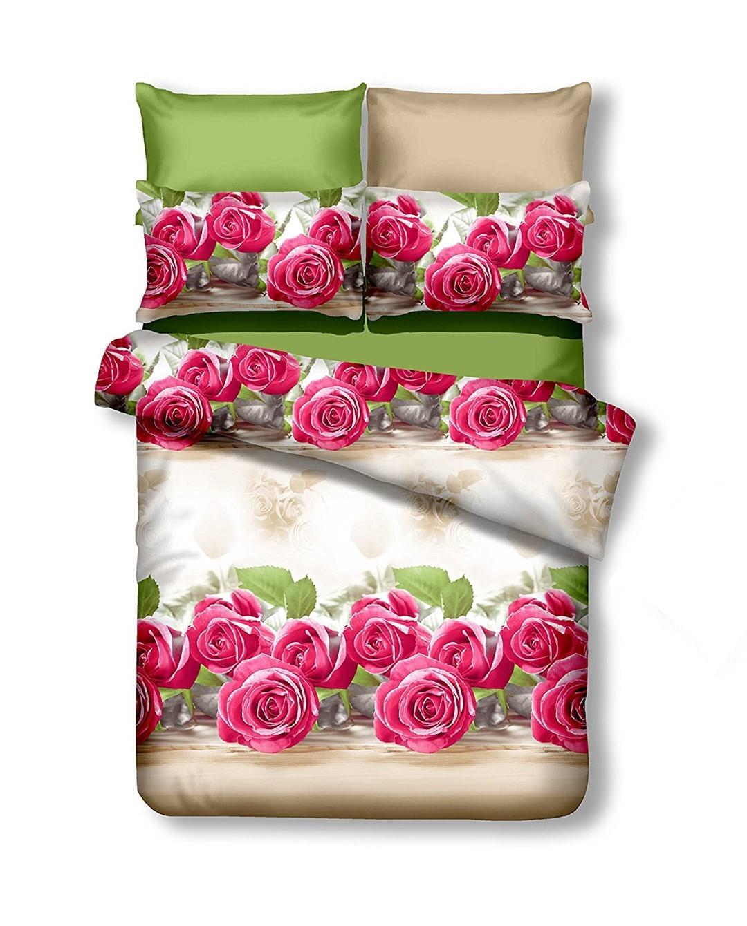 Sengetøj sæt 155x220 cm med pude 80x80 - DecoKing Emerald, violet blomstermotiv