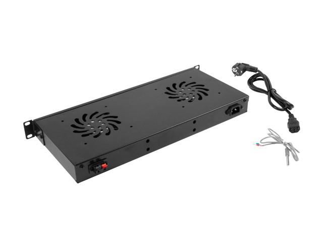 Rack-kølepanel 1U - Lanberg AK-1502-B med 2 blæsere billede