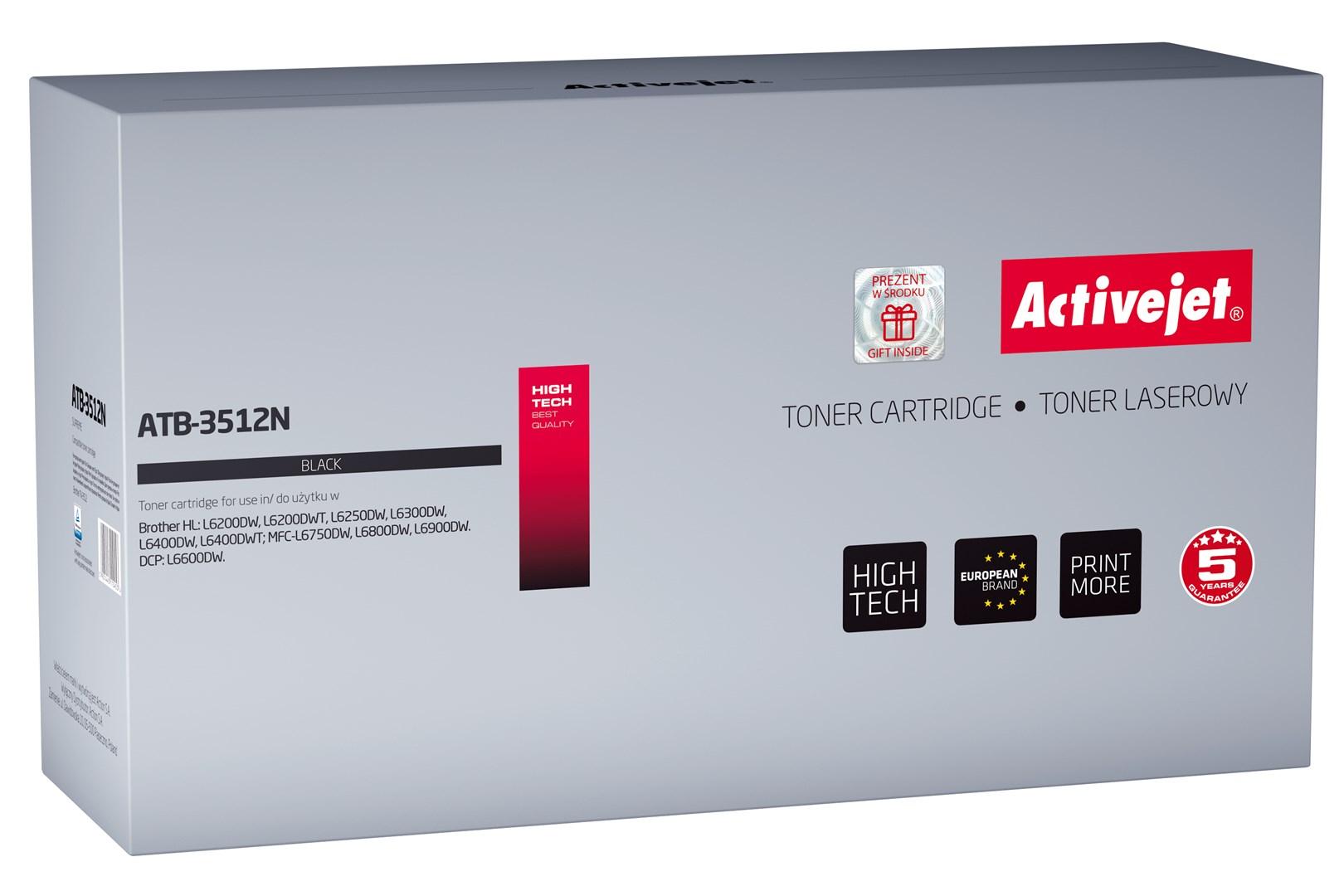 Toner til laserprinter Activejet ATB-3512N – kompatibel med Brother TN-3512, sort, 12.000 sider