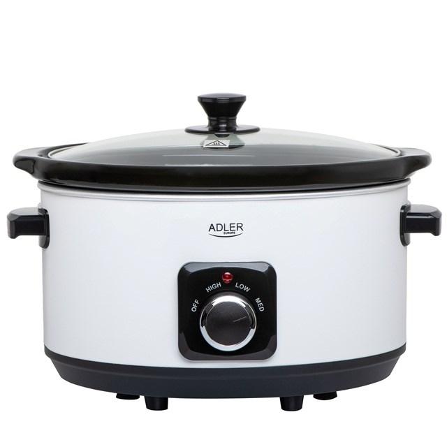 Slow cooker Adler AD 6413W – 5,8 l, hvid