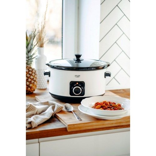 Slow cooker Adler AD 6413W – 5,8 l, hvid