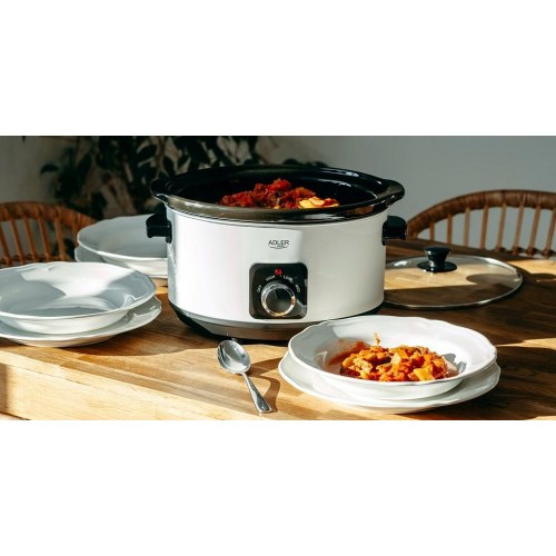 Slow cooker Adler AD 6413W – 5,8 l, hvid