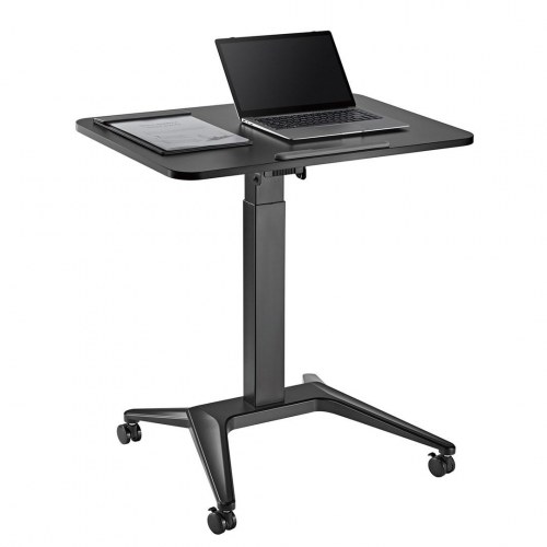 Hæve-/sænkebord til laptop - Maclean MC-453B, mobilt skrivebord med hjul, pneumatisk højdejustering, 80 × 52 cm, max 8 kg, sort