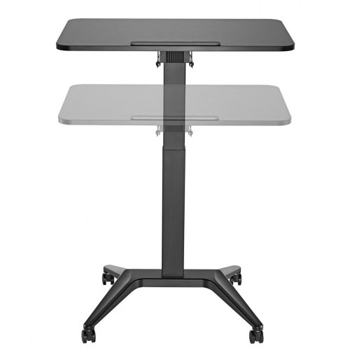 Hæve-/sænkebord til laptop - Maclean MC-453B, mobilt skrivebord med hjul, pneumatisk højdejustering, 80 × 52 cm, max 8 kg, sort