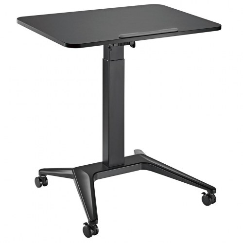 Hæve-/sænkebord til laptop - Maclean MC-453B, mobilt skrivebord med hjul, pneumatisk højdejustering, 80 × 52 cm, max 8 kg, sort