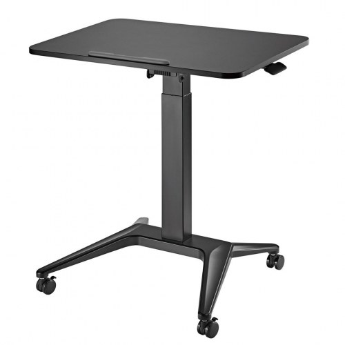 Hæve-/sænkebord til laptop - Maclean MC-453B, mobilt skrivebord med hjul, pneumatisk højdejustering, 80 × 52 cm, max 8 kg, sort