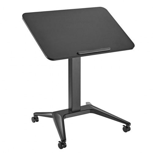 Hæve-/sænkebord til laptop - Maclean MC-453B, mobilt skrivebord med hjul, pneumatisk højdejustering, 80 × 52 cm, max 8 kg, sort