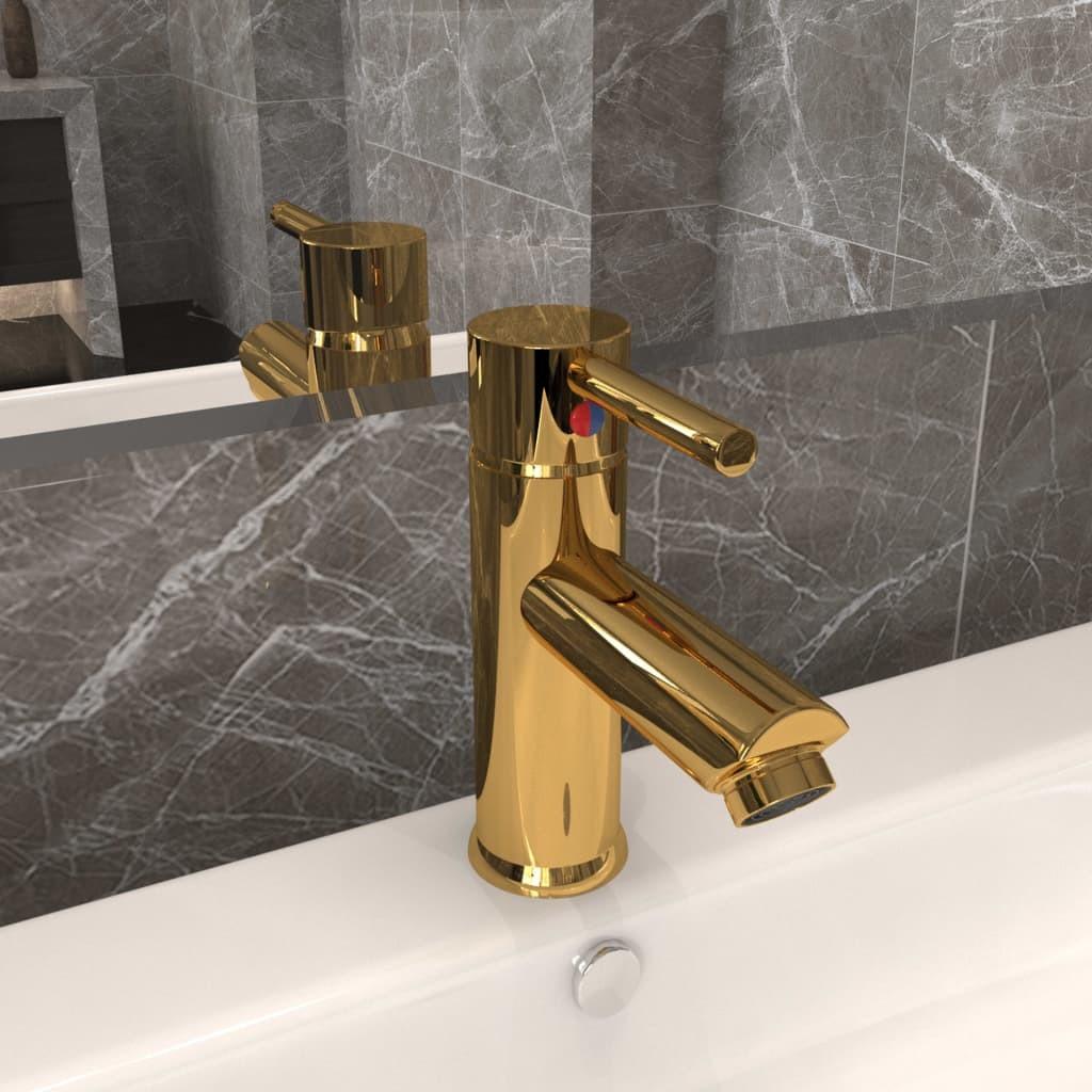 Billede af Vandhane til badeværelseshåndvask 130x176 mm guldfarvet