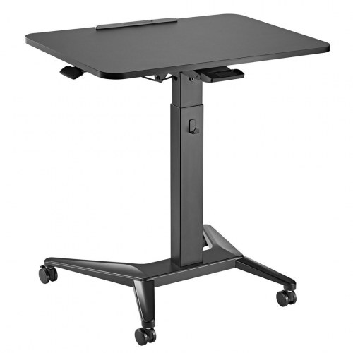 Hæve-/sænkebord til laptop - Maclean MC-453B, mobilt skrivebord med hjul, pneumatisk højdejustering, 80 × 52 cm, max 8 kg, sort