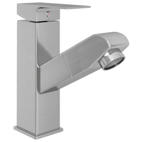 Vandhane m. udtræksfunktion til håndvask 157x172 mm sølvfarvet