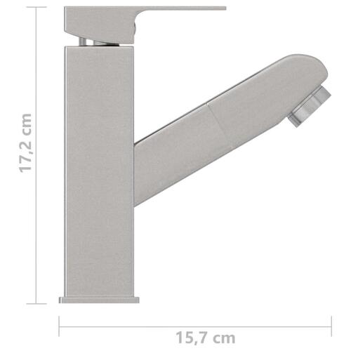 Vandhane m. udtræksfunktion til håndvask 157x172 mm sølvfarvet
