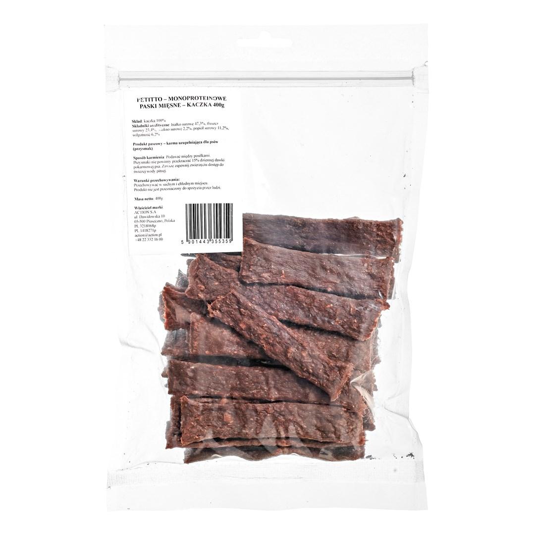 Hundefoder godbidder – PETITTO monoprotein andestrips 400 g