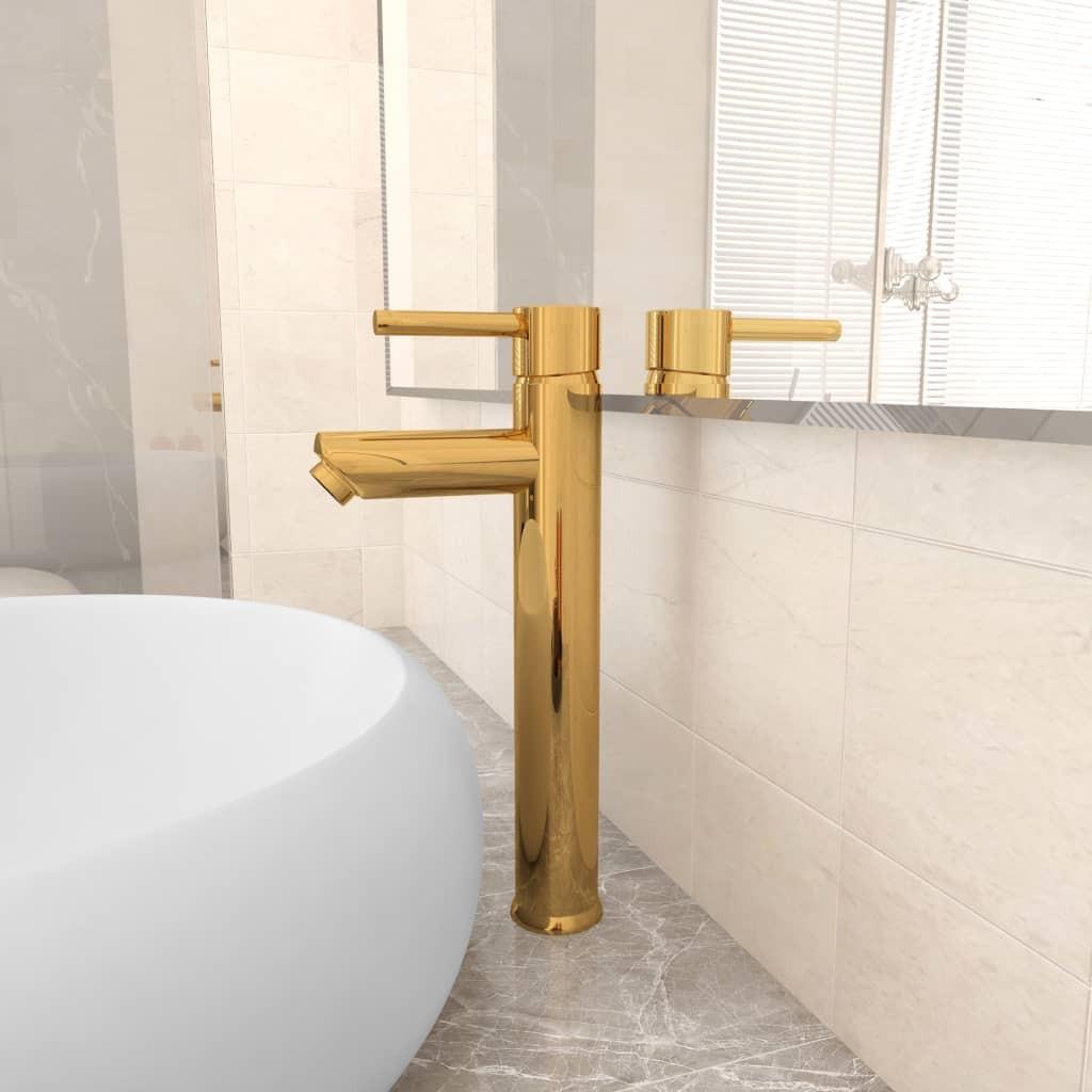 Blandingsbatteri til badeværelse 12x30 cm guldfarvet