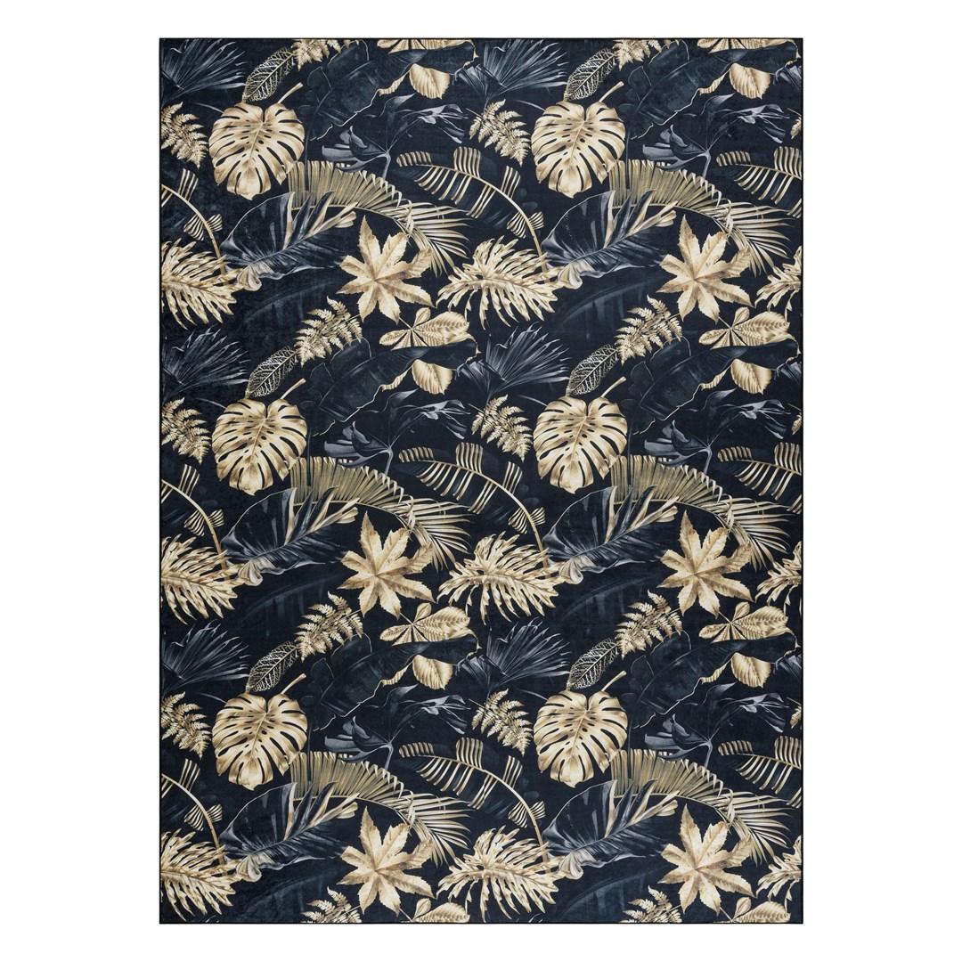 Gulvtæppe Hakano Arlen Leaves4 - sort/tropisk, 160×220 cm