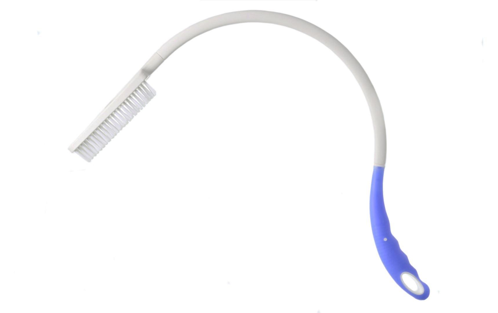 Badebørste med langt håndtag – SUNDO, hvid/blå, 82 cm