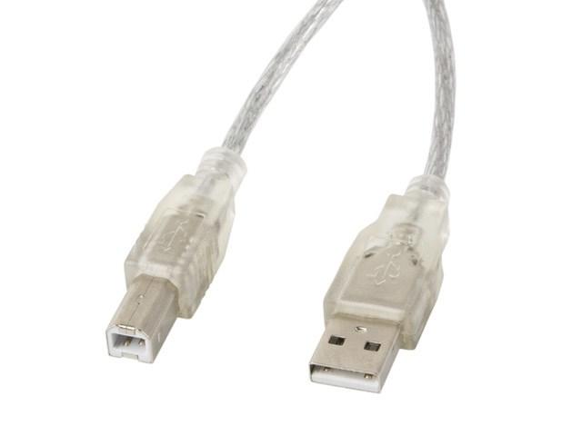 USB-kabel USB 2.0 A til B 3 m - Lanberg, transparent billede