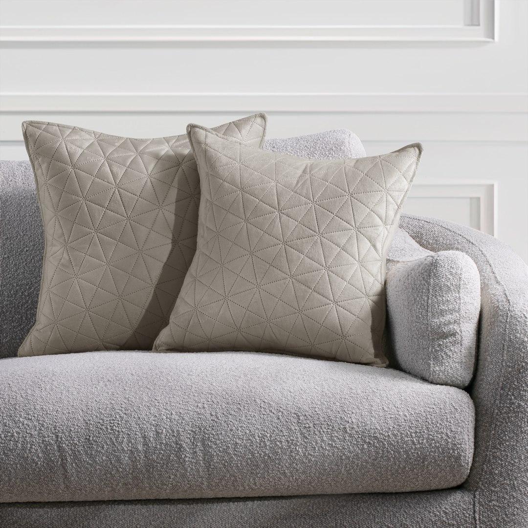 Pudebetræk 45x45 cm - RESTILO Laila, beige, præget fløjl polyester (sæt af 2)