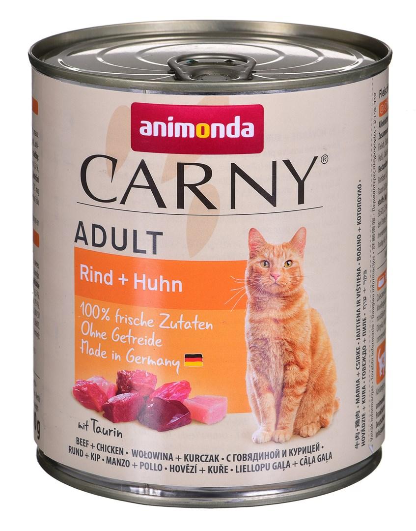 Vådfoder til kat – Animonda Carny Adult, oksekød og kylling, 800 g
