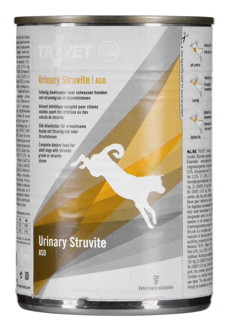 Hundefoder vådfoder TROVET Urinary Struvite 400 g – kylling & svin, voksen/senior