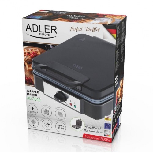 Vaffeljern Adler AD 3049 - firkantede vafler, 4 stk.