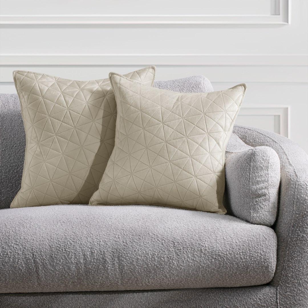 Pudebetræk 45x45 - RESTILO Laila, lys beige, præget fløjl polyester, sæt á 2