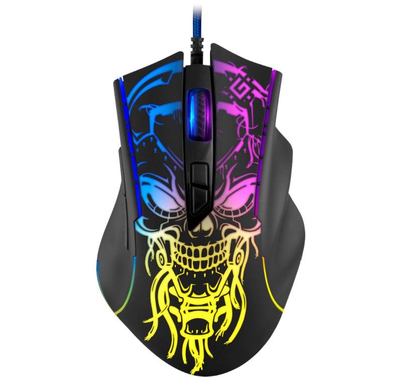 Gaming-mus med kabel - Defender GM-928 Bulletstorm, 7.200 DPI, 7 knapper, RGB-lys