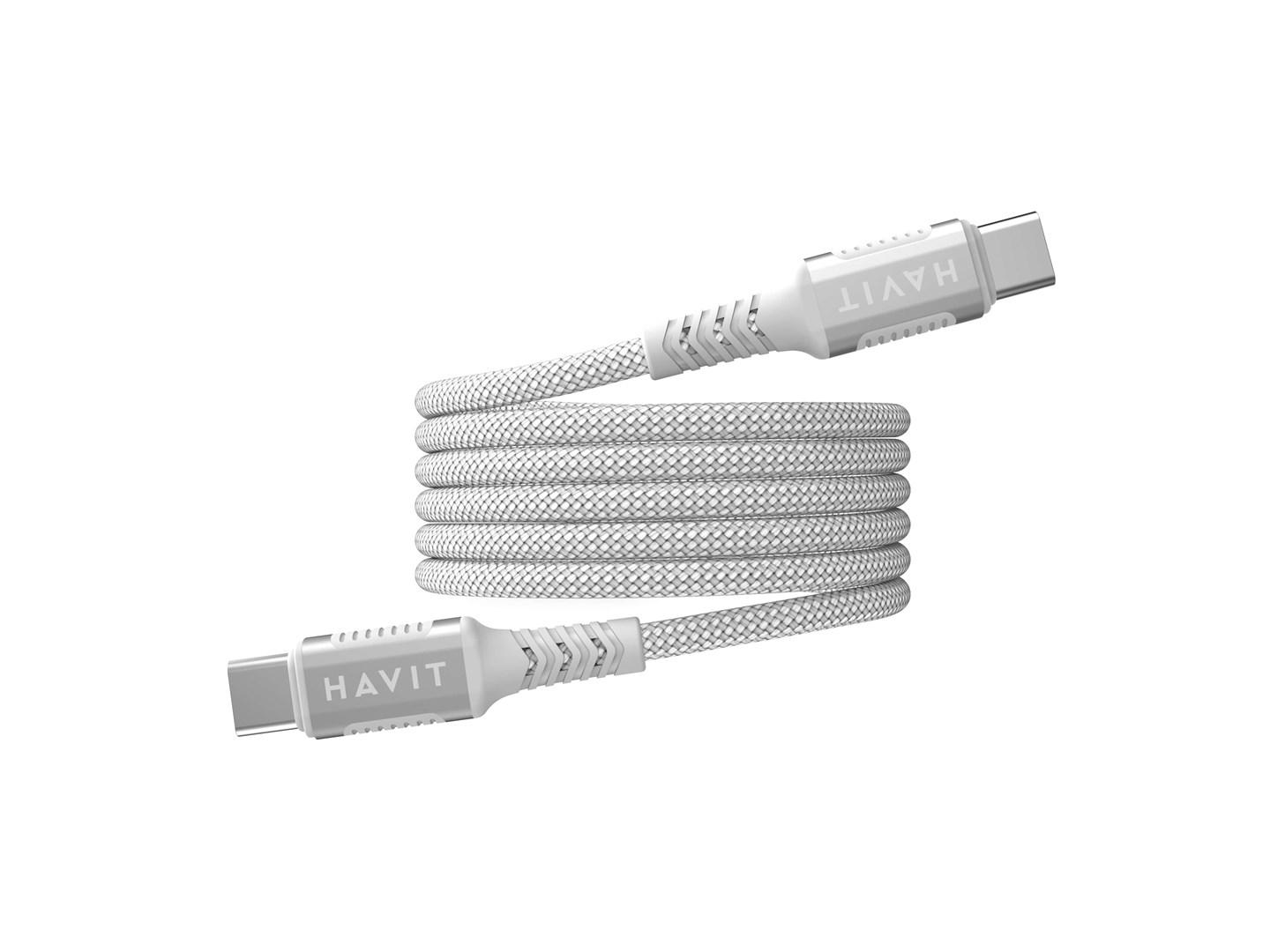 USB-C kabel 1 m – Havit CB6297 magnetisk (hvid)